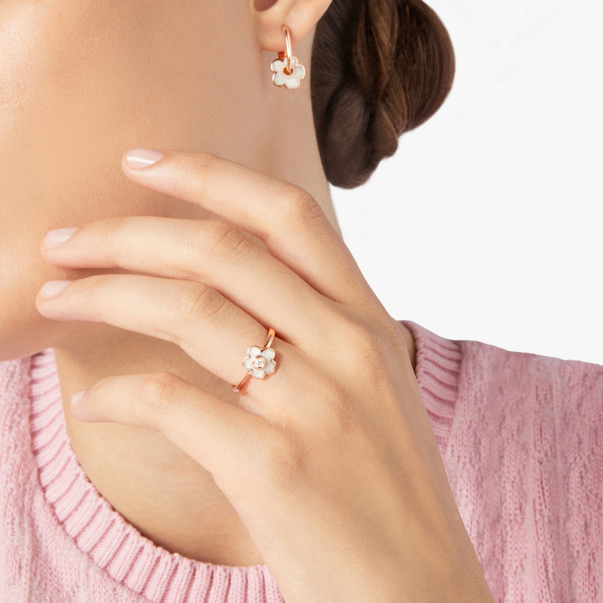 Ring Blume - 9 Karat Roségold