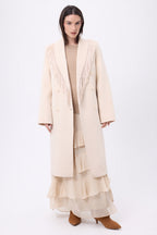 Manteau Col À Franges Dakota - Beige - Femme