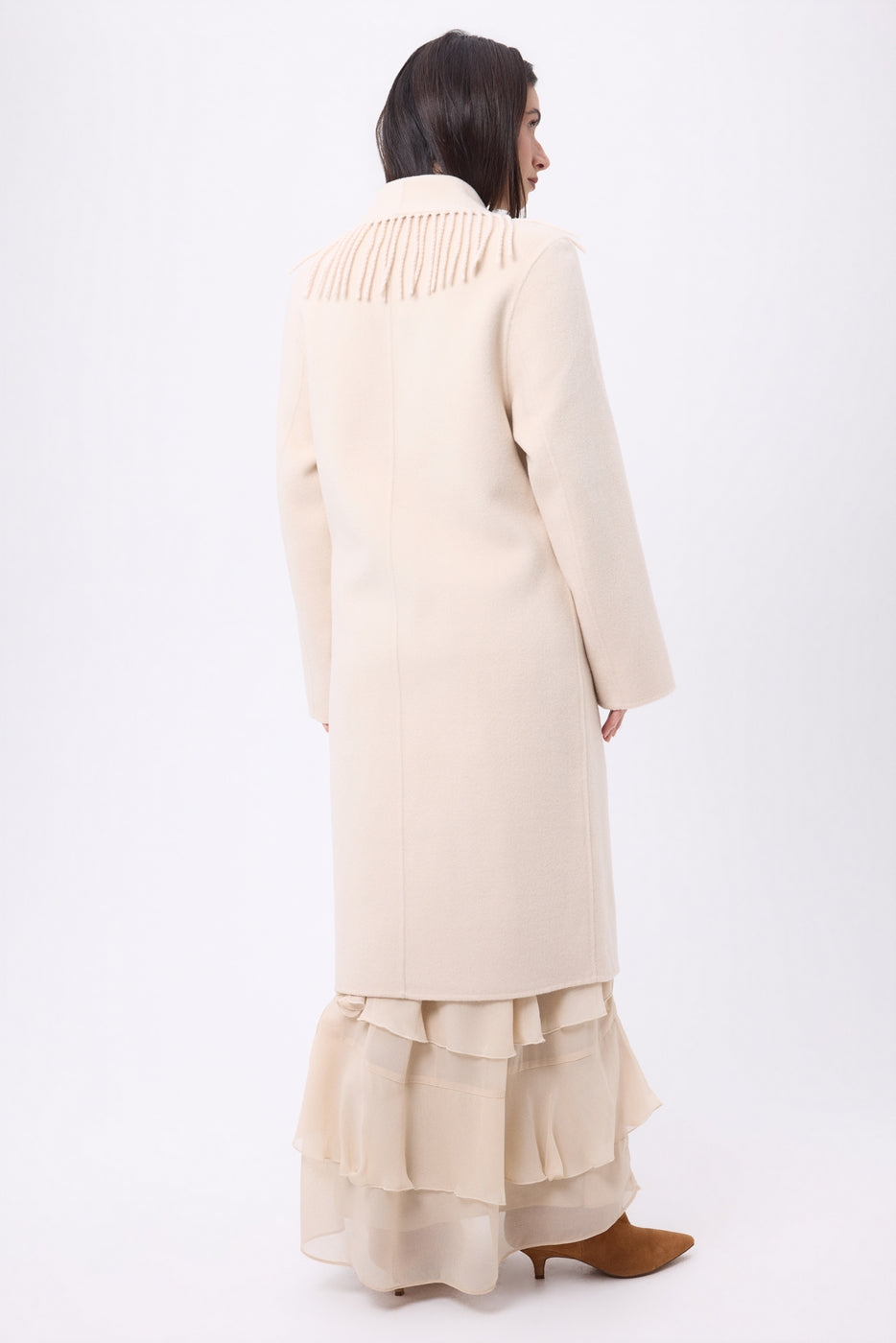 Manteau Col À Franges Dakota - Beige - Femme