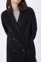 Abrigo con cuello de flecos Dakota - Negro - Mujer