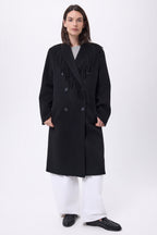 Abrigo con cuello de flecos Dakota - Negro - Mujer