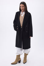 Abrigo con cuello de flecos Dakota - Negro - Mujer