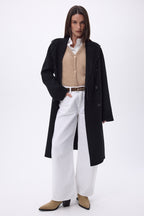 Abrigo con cuello de flecos Dakota - Negro - Mujer