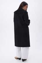 Abrigo con cuello de flecos Dakota - Negro - Mujer