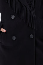 Abrigo con cuello de flecos Dakota - Negro - Mujer