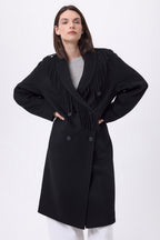 Abrigo con cuello de flecos Dakota - Negro - Mujer