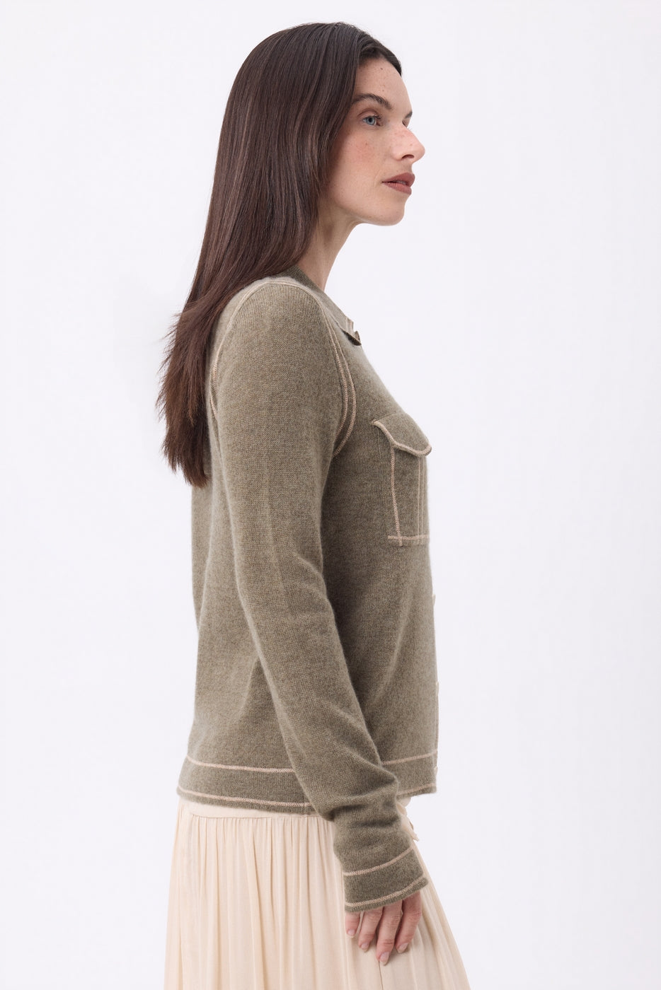 Chemise Denim Dalila - Khaki Chine Beige Creme - Femme