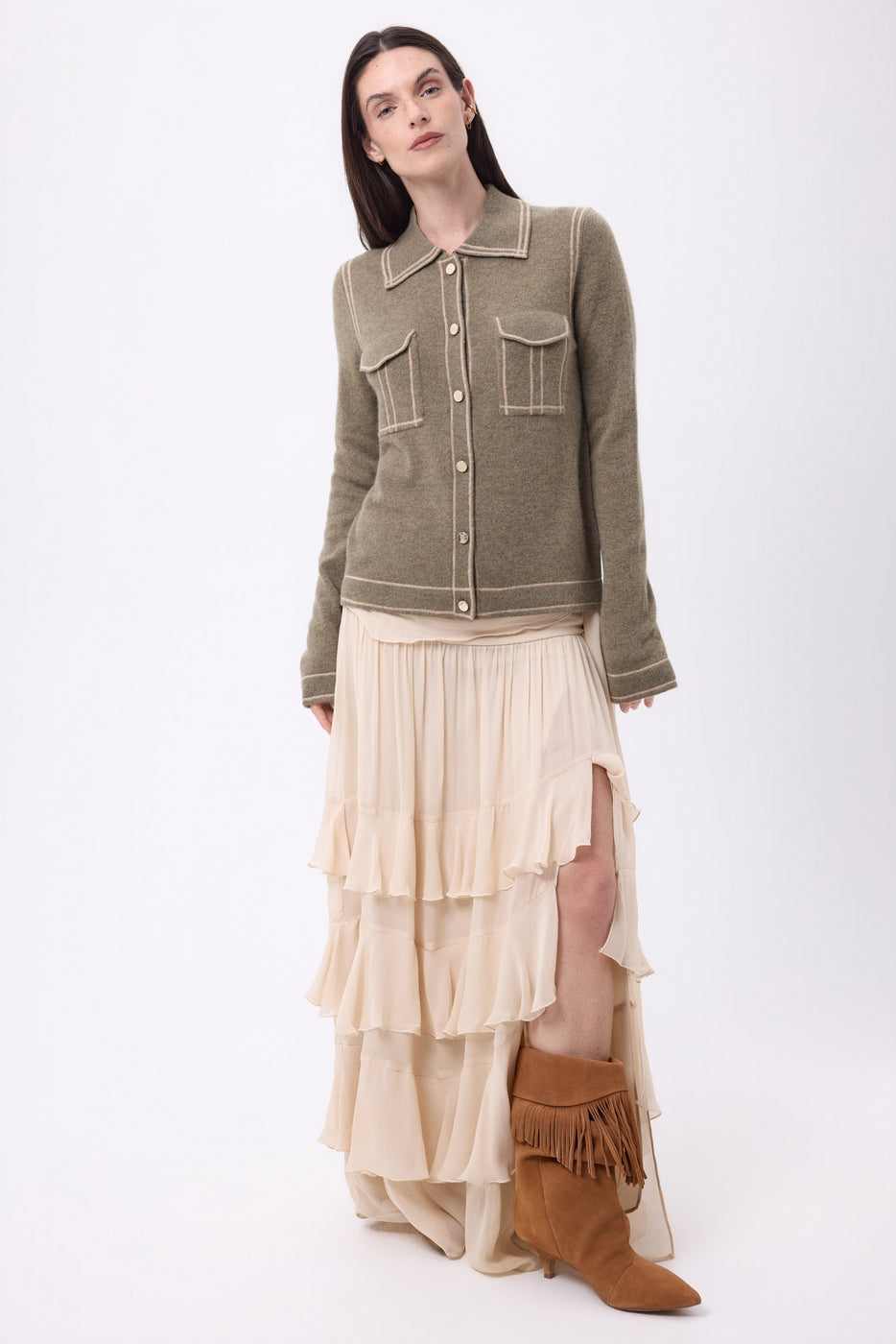Chemise Denim Dalila - Khaki Chine Beige Creme - Femme