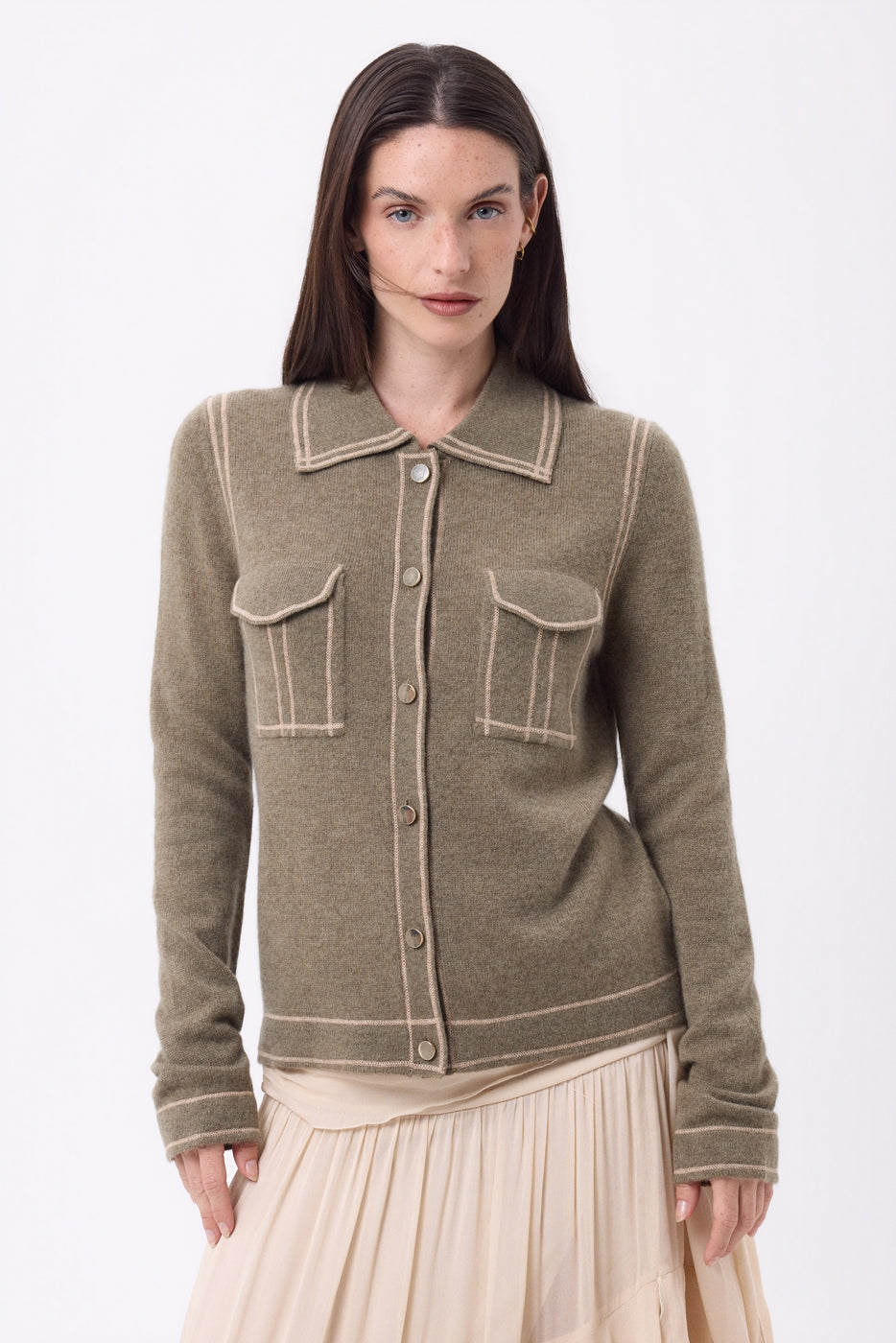 Chemise Denim Dalila - Khaki Chine Beige Creme - Femme