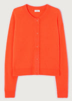 Short Bobble Round-Neck Button Cardigan - Fire - Women