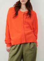 Short Bobble Round-Neck Button Cardigan - Fire - Women