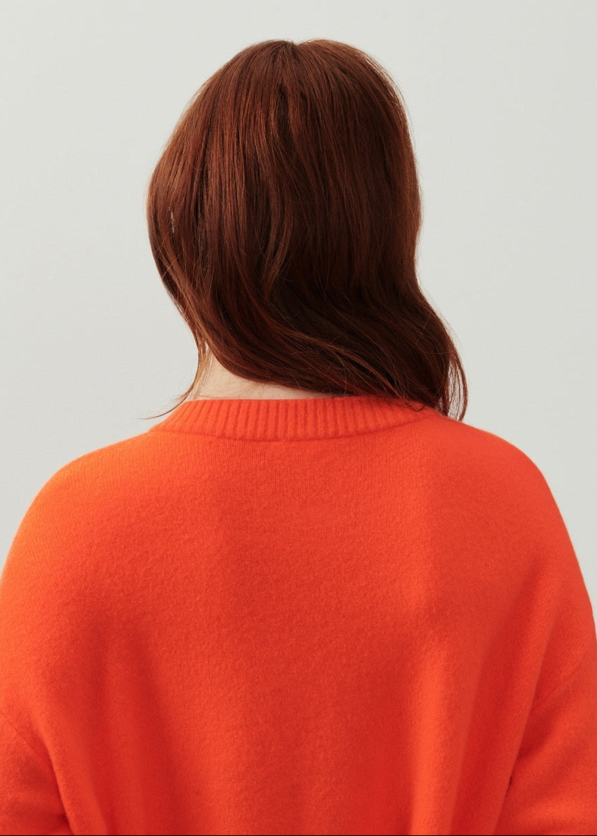 Short Bobble Round-Neck Button Cardigan - Fire - Women