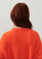Short Bobble Round-Neck Button Cardigan - Fire - Women
