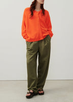 Short Bobble Round-Neck Button Cardigan - Fire - Women