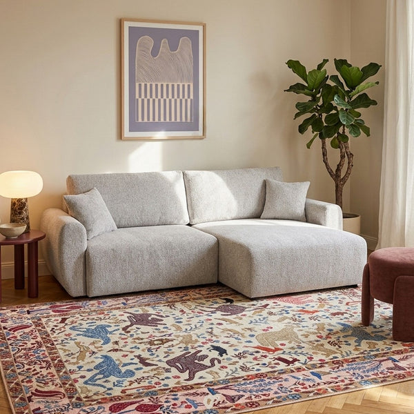 Dana - 4-personers vendbar hjørnesovesofa - Chenillestof - Beige