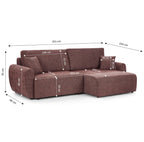 Dana - Sovesofa med chaiselong, vendbar 4-personers - Chenillestof - Bordeaux