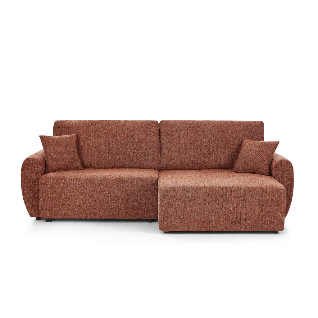Dana - Canapé D'Angle Convertible Et Réversible 4 Places - Tissu Chenille - Terracotta