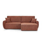 Dana - Canapé D'Angle Convertible Et Réversible 4 Places - Tissu Chenille - Terracotta