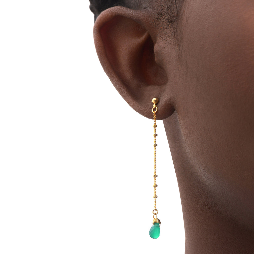 Pendientes Largos Danae Cuarzo Verde