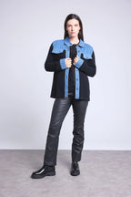 Chaqueta Denim Cachemira Daphne - Vaquero Y Negro - Mujer