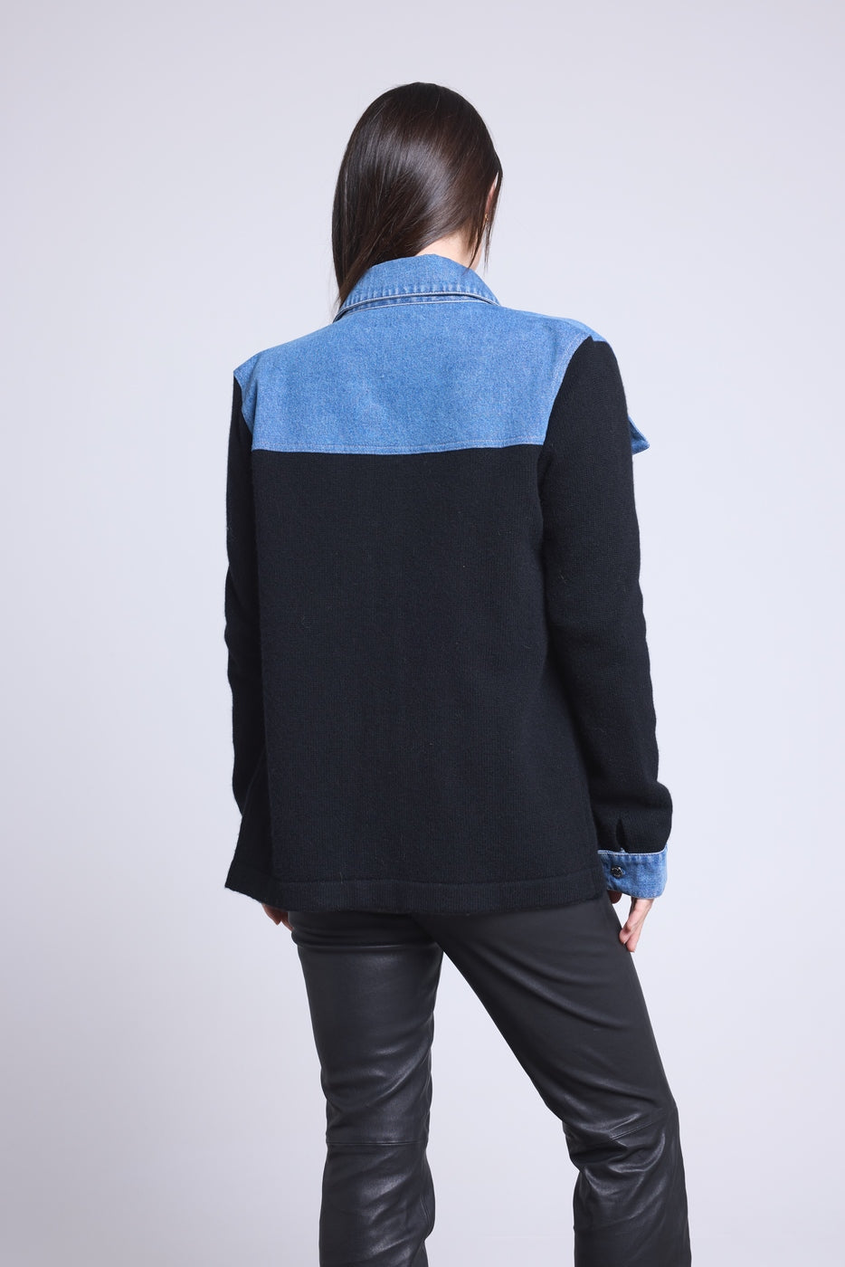 Chaqueta Denim Cachemira Daphne - Vaquero Y Negro - Mujer