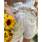 Pantalón corto Dario - Blanco Beige Rayas