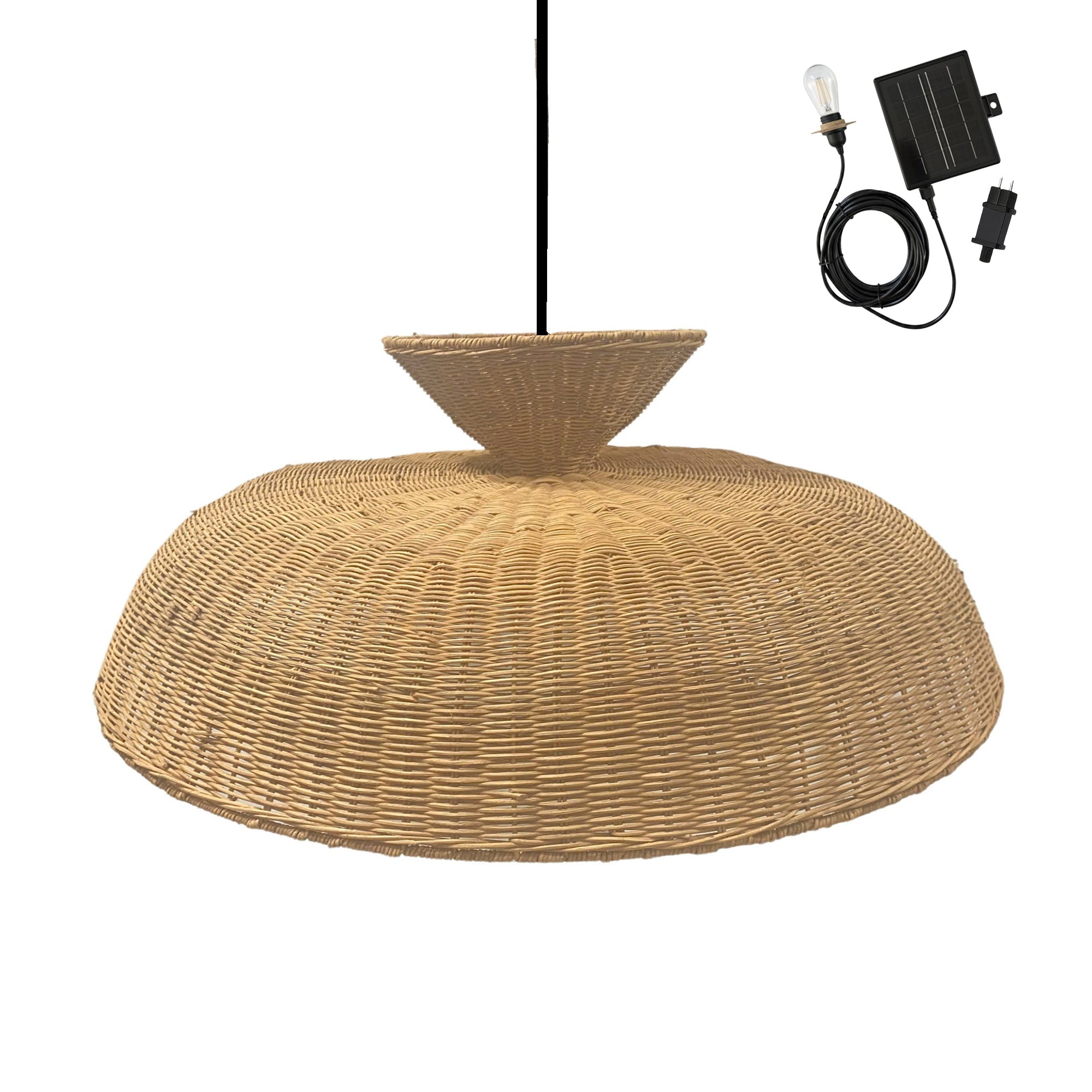 Darma - Lámpara colgante solar - Ratán - Beige