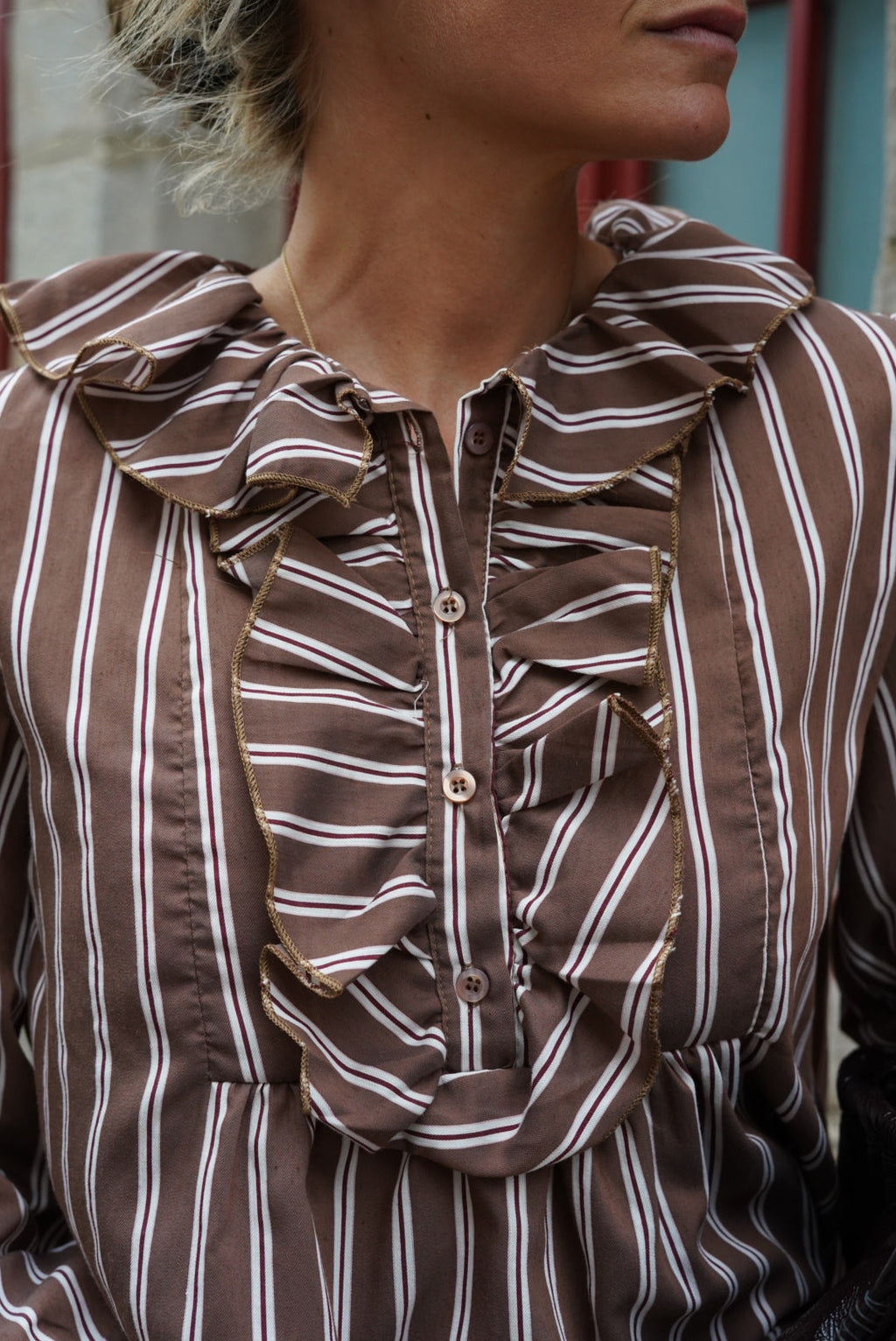 Olympe Mocha Stripe Blouse