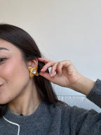 Boucles D’Oreilles Chantal Audias Vintage - Motif Floral Martelé