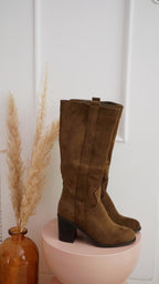 Bottes En Suédine Camille Marron Clair