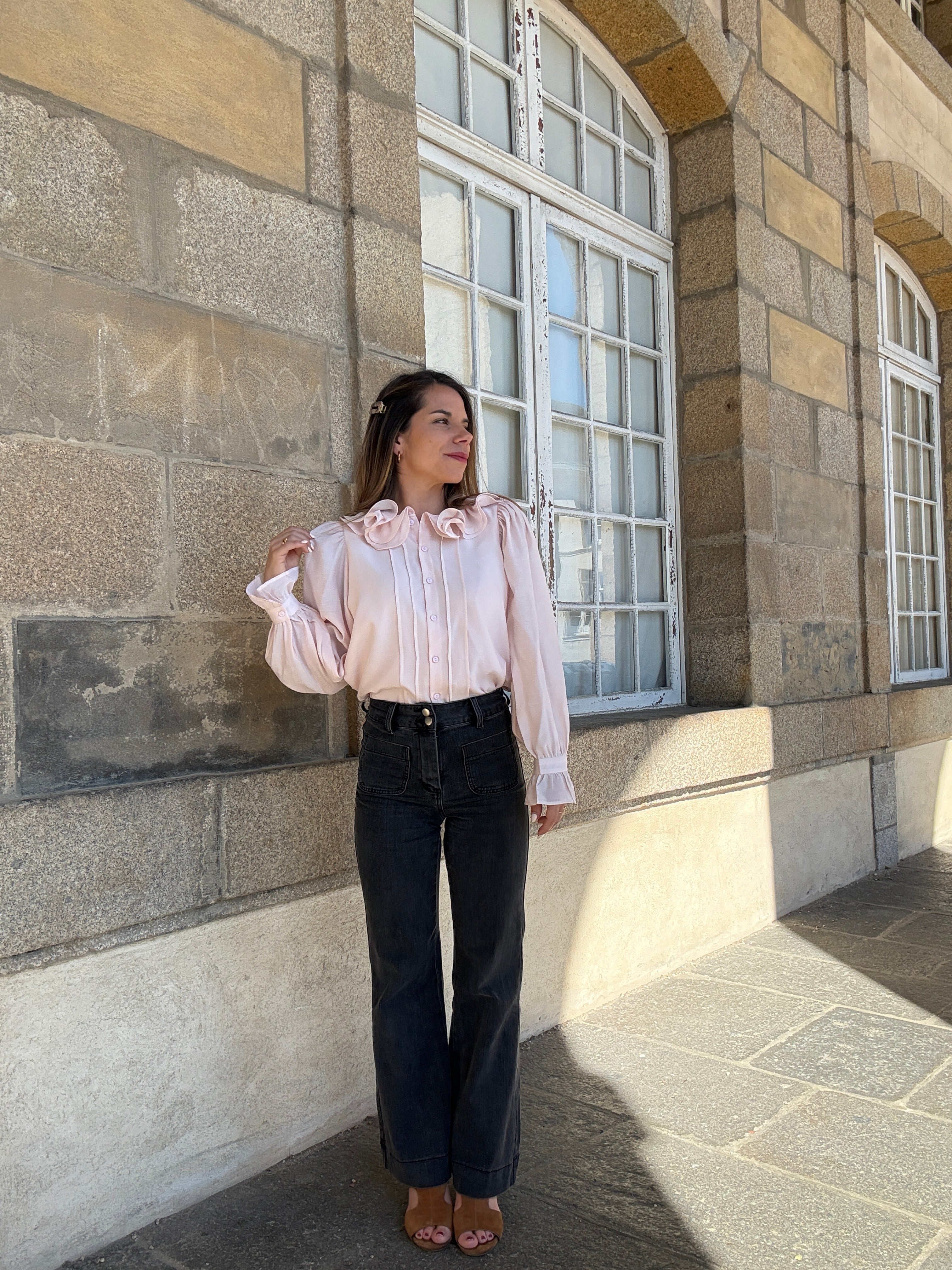 Blouse Brune Doux Rose