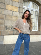 Maille à manches courtes taupe Elisa