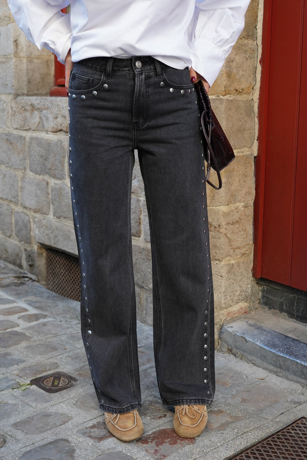 Maxime Studded Dark Grey Jeans