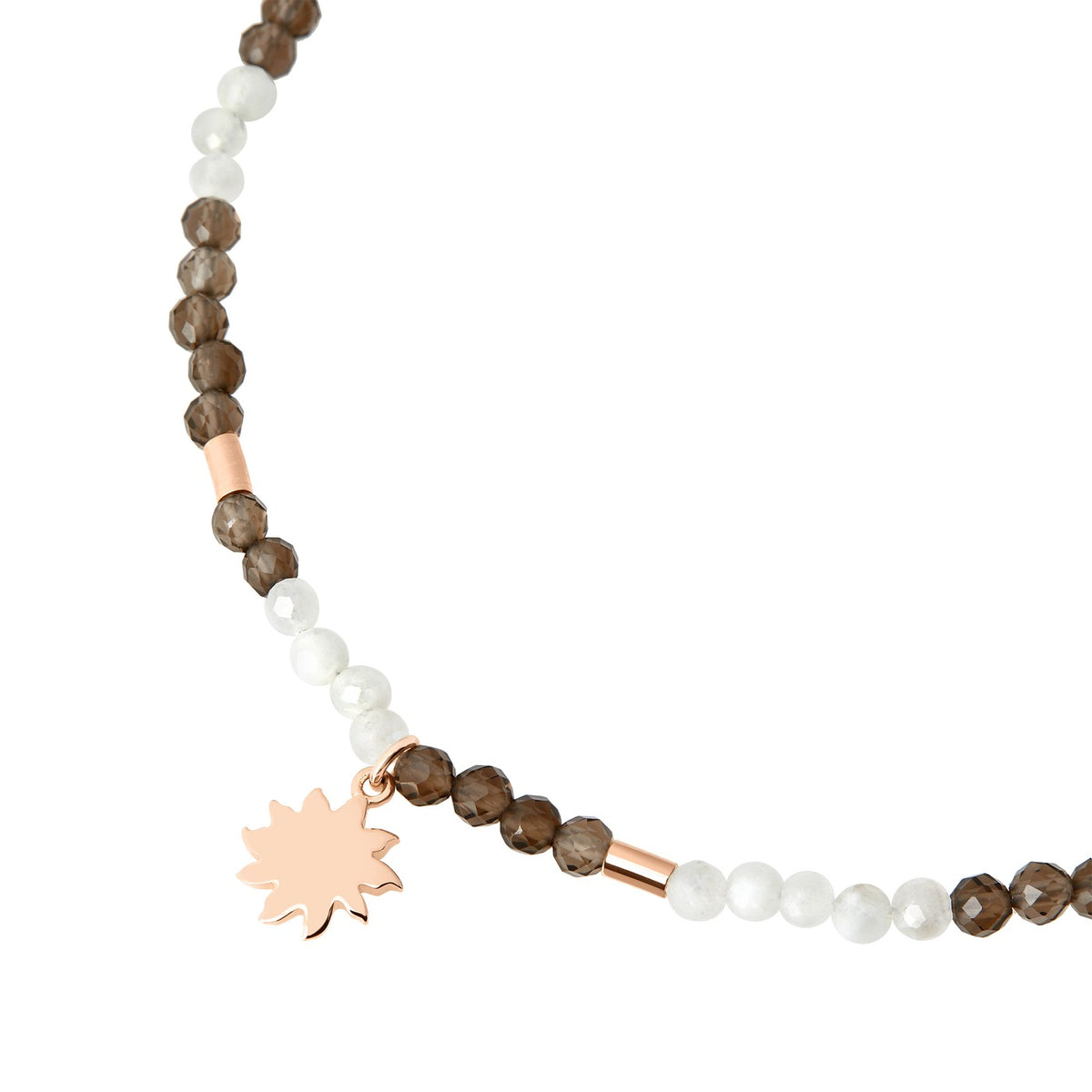 Halskette Moon & Sun - 9 Karat Roségold, Quarz & Mondstein