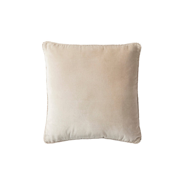 Cushion - Beige Beaded Border Velvet