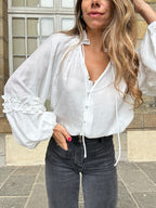 Esmée Blusa Con Volantes Crudo