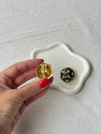 Pendientes Vintage - Esmalte Verde Y Pedrería
