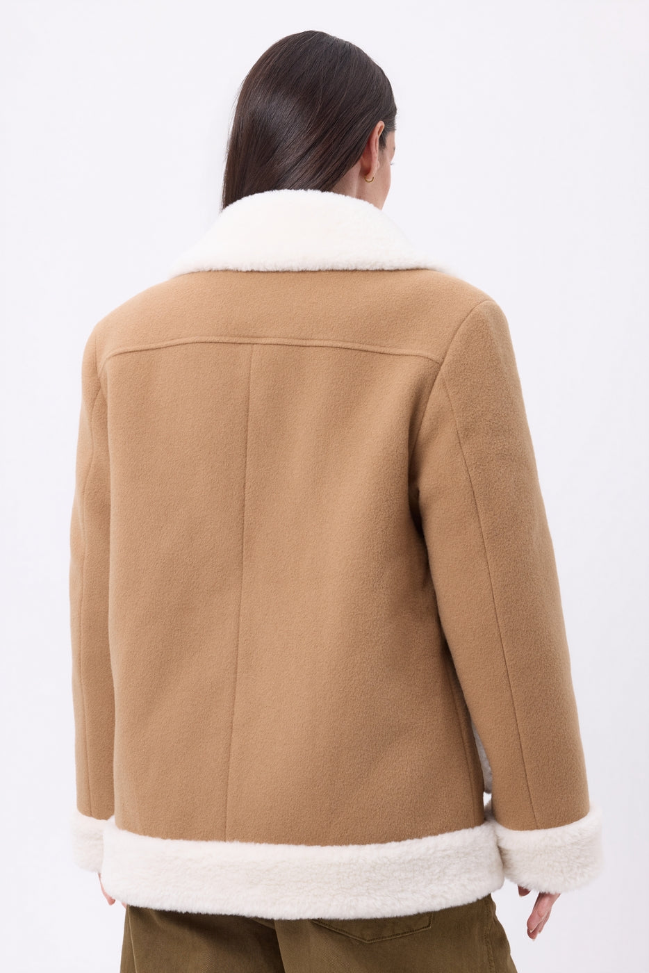 Manteau Réversible En Laine Et Peau Lainée Denali - Camel - Femme