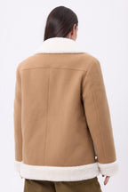 Manteau Réversible En Laine Et Peau Lainée Denali - Camel - Femme