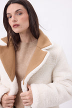 Manteau Réversible En Laine Et Peau Lainée Denali - Camel - Femme