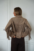 Fransenjacke Nina – Taupe