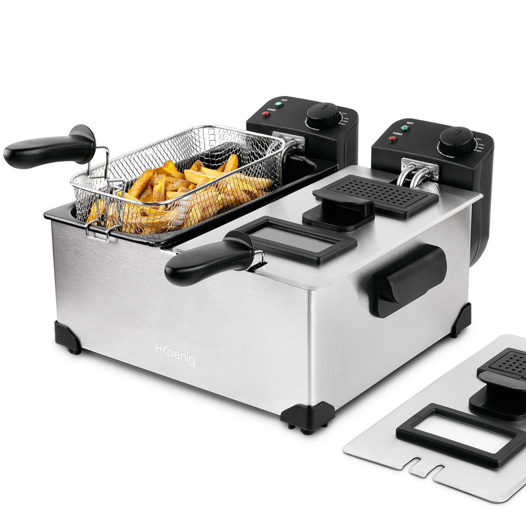 Freidora Doble Cubeta - Inox/Negro