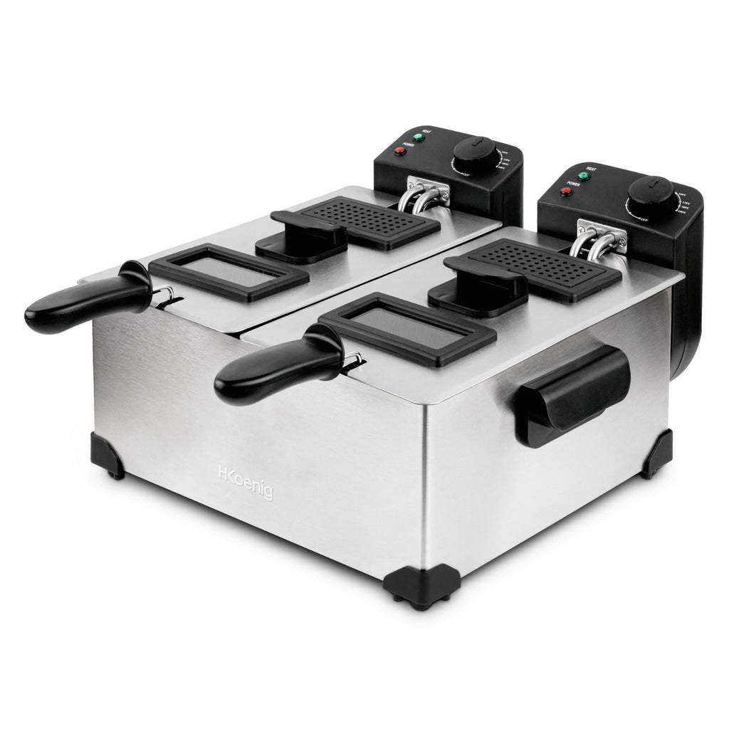Freidora Doble Cubeta - Inox/Negro