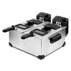 Freidora Doble Cubeta - Inox/Negro
