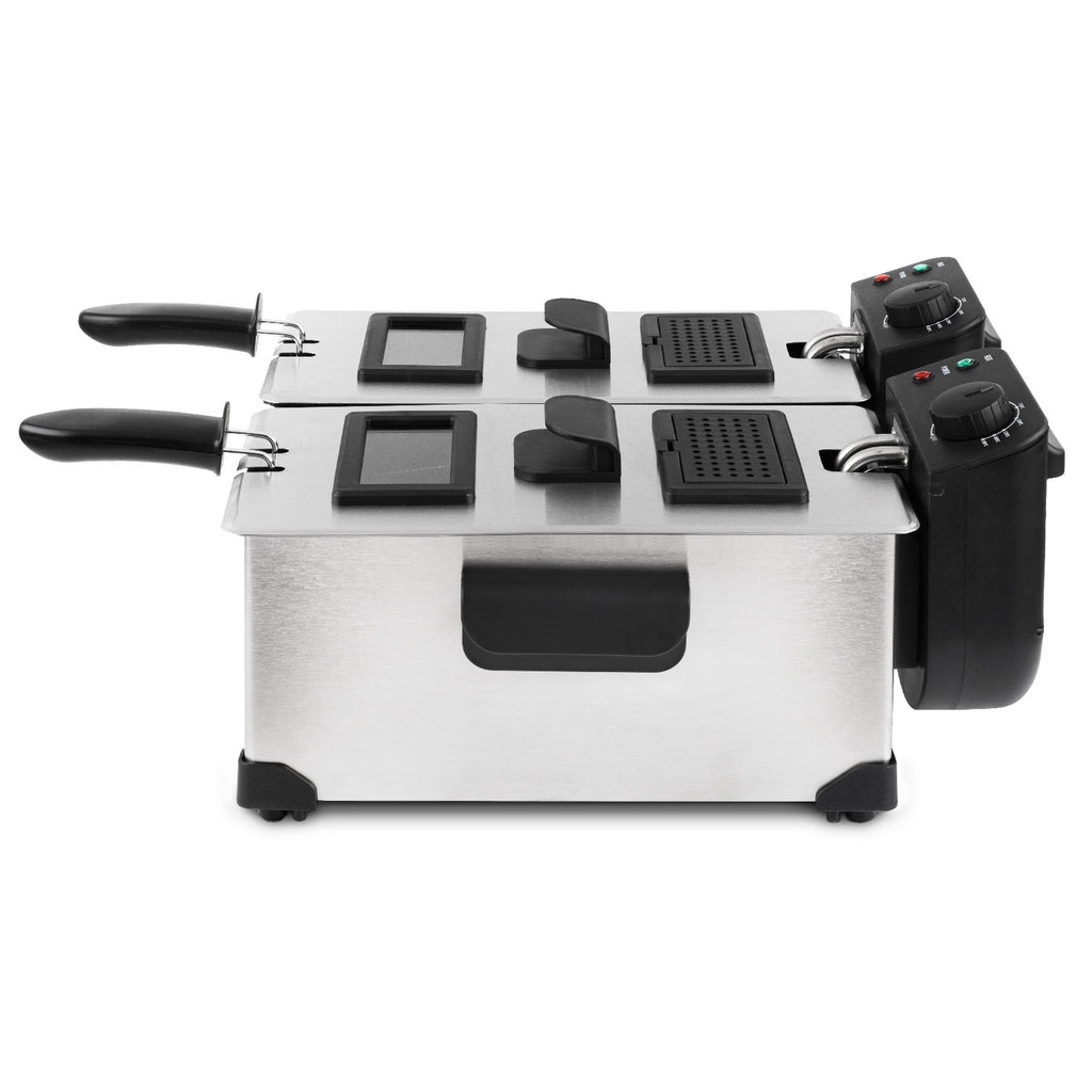 Freidora Doble Cubeta - Inox/Negro
