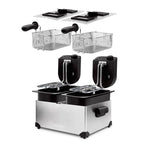 Freidora Doble Cubeta - Inox/Negro