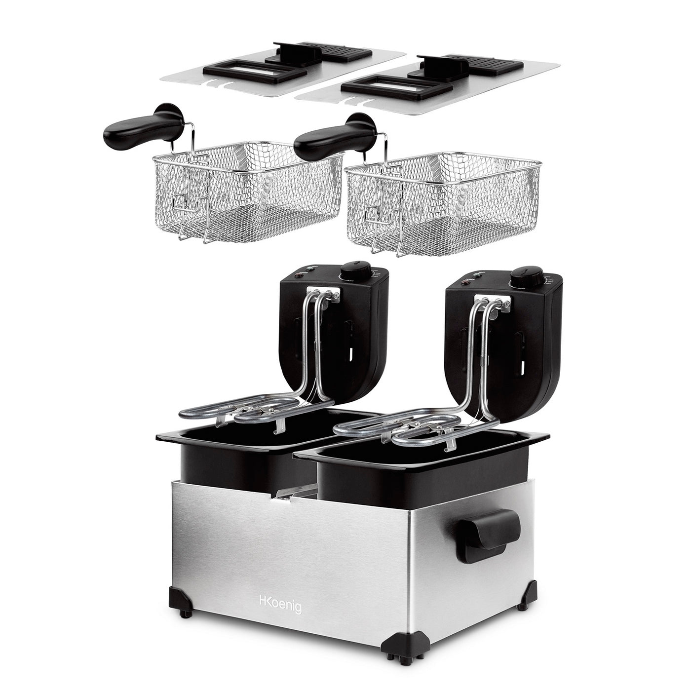 Freidora Doble Cubeta - Inox/Negro