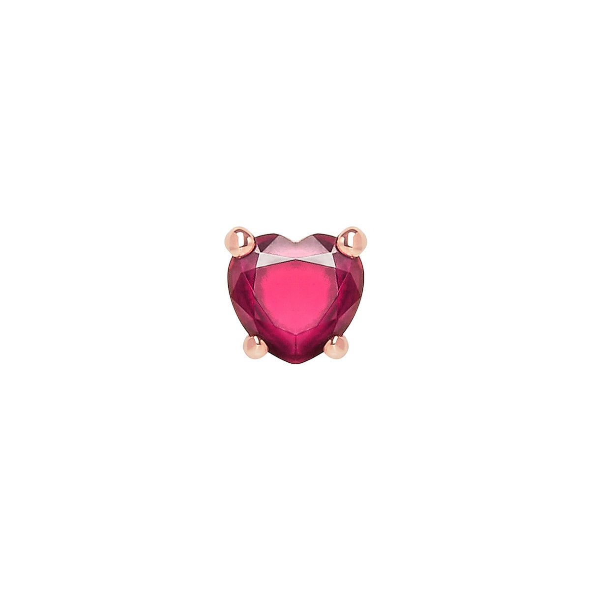 Boucle d’oreille Cœur - Or Rose 9K & Rubis synthétique