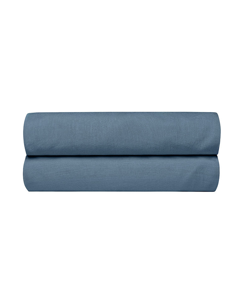 Drap Housse - Lin - Bleu Horizon