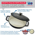 Cocotte Ovale En Fonte Émaillée Gris Classique Elo - Gris